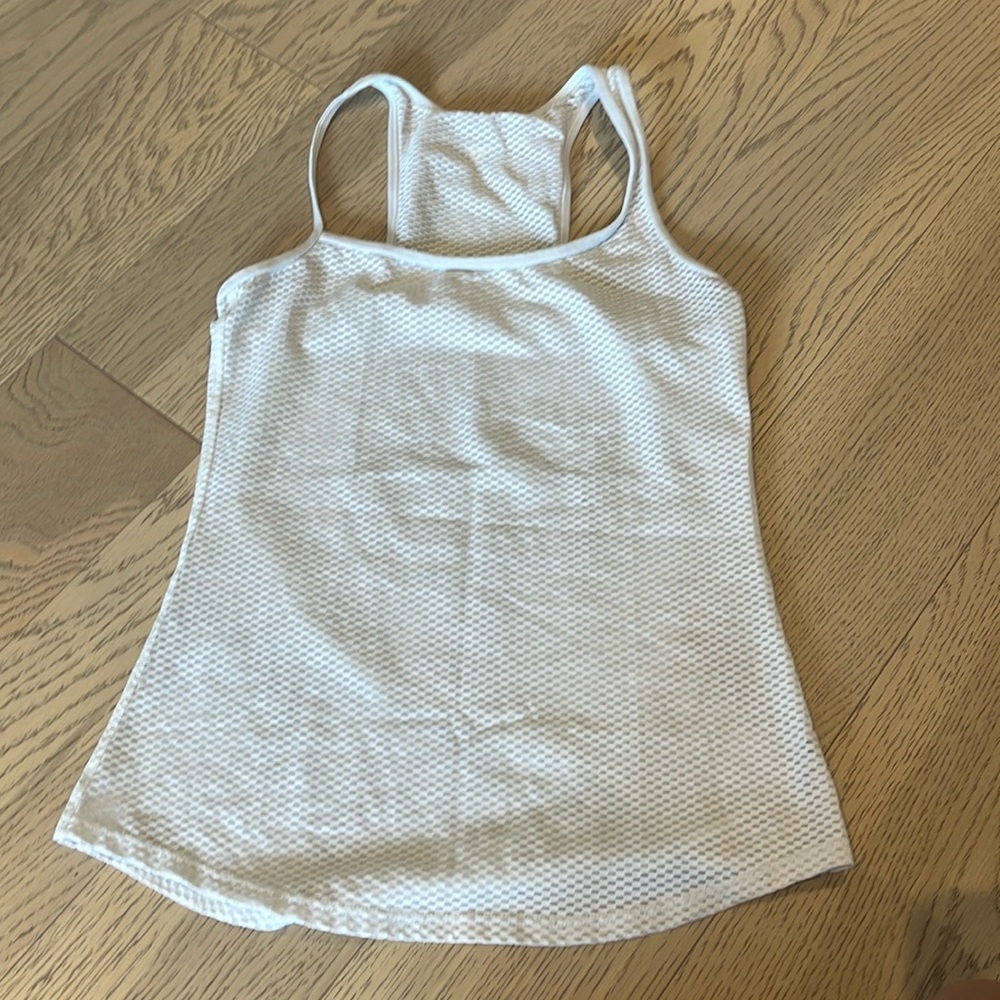 Super cute white asymmetrical workout top